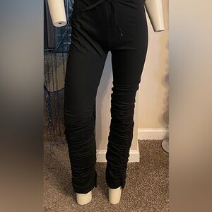 Elegant Black Ruched Women's Joggers